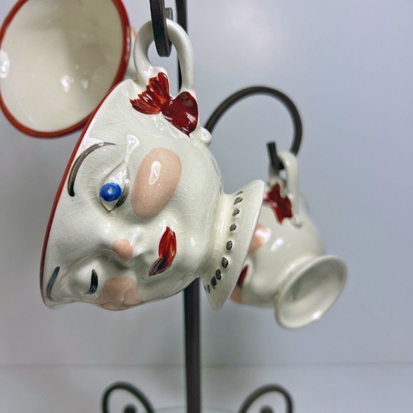 RARE Vintage 1950's winking teacups, set of 5, Sterling Pottery England - Picture 4 of 12